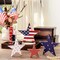 4th of July Decorations, 4pcs July 4th Patriotic Tiered Tray Decor Wooden Star Sign, Vintage Star Shaped Wood Blocks, Rustic American Memorial Day Table Decor for Independence Day Home Décor